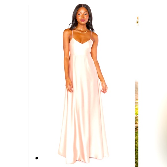 NWT Show Me Your Mumu Elegant and Sexy Champagne Colored Maxi Dress Sz Large - Picture 1 of 8